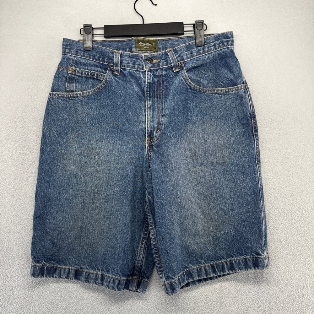 Vintage Eddie Bauer Jean Shorts Mens 30 Blue Denim Jorts Baggy Carpenter Skater